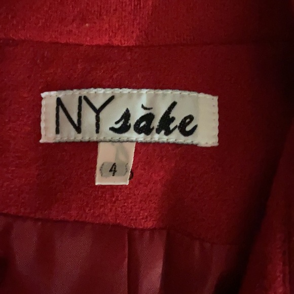 NY Sake 100% Wool Women’s Red Coat Size 4 - Picture 3 of 5